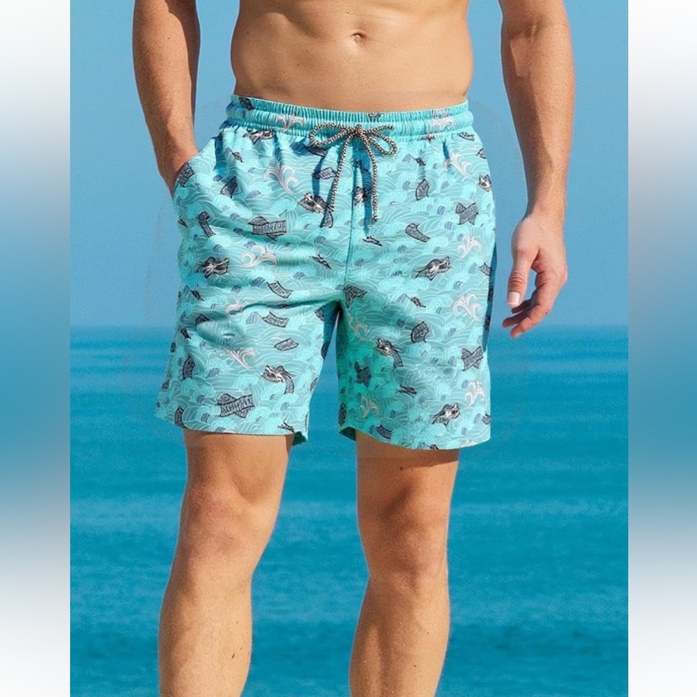 NWT Biwisy Size M Blue Dragon Swim Trunks